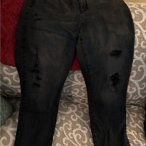 EUC black jeans with sequin inlay details